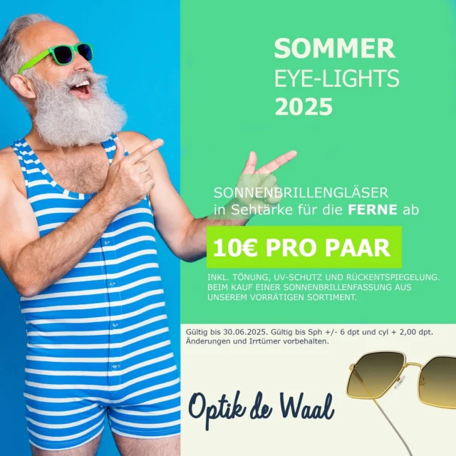 🌞 SOMMER EYE-LIGHTS 2025 🌞Die Sonne ruft und wir haben das perfekte Angebot für dich! 🌴😎Sonnenbrillengläser in Sehstärke für die Ferne schon ab 10 € pro Paar – inklusive Tönung, UV-Schutz und Rückentspiegelung.Aber nur beim Kauf einer Sonnenbrillenfassung aus unserem vorrätigen Sortiment.📅 Gültig bis 30.06.2025💪 Gültig bei Sph +/- 6 dpt und cyl +/- 2 dpt Mehr erfahren 👉https://odw.de/werbung/Komm vorbei und sichere dir deine stylische Sonnenbrille für den Sommer! ☀️#SommerBrille #OptikdeWaal #SonnenbrillenSale #Augenoptik #Barth #Ribnitz #Sonnenbrillengläser #Sehstärke #UVSchutz